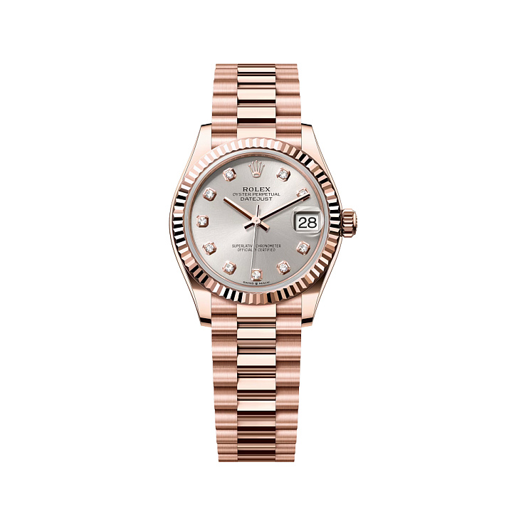 Datejust 31mm Rose Gold Silver Diamond dial