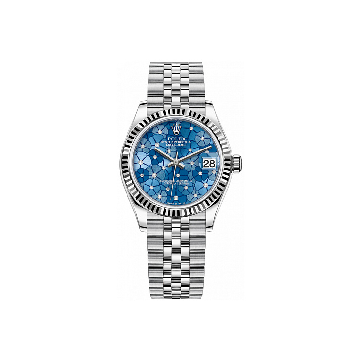 Datejust 31 Steel & White Gold Blue Floral Motif Dial Jubilee Bracelet