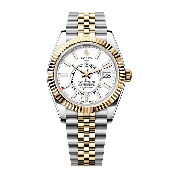 Sky-Dweller 42mm Steel and Yellow Gold White Dial Jubilee bracelet