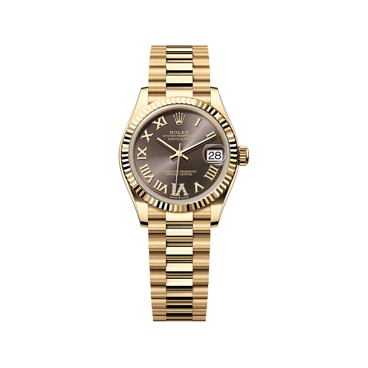 Datejust 31mm Yellow Gold Grey Roman VI Diamond dial