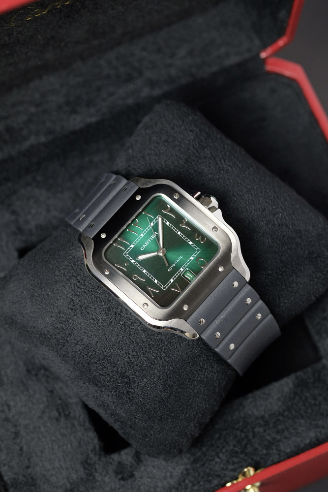 Santos De Cartier Large Green Arabic Dial Steel